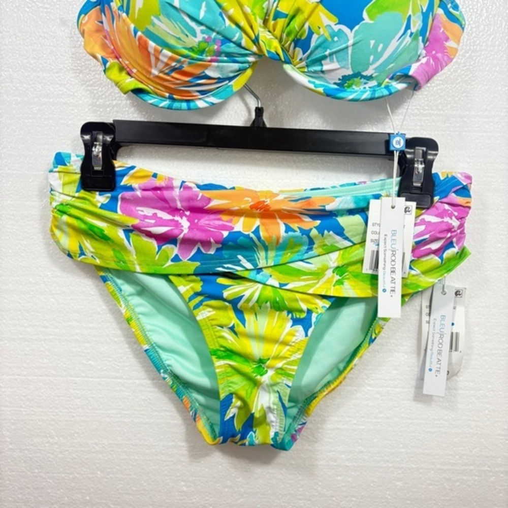 Bleu Rod Beattie  NWT 2PC Twist-Front Bikini Top + Bottoms set  6 8 S‎ M - Picture 11 of 14